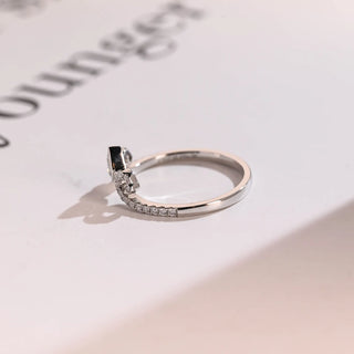 0.25TCW Round & Pear Crown Vintage Moissanite Diamond Wedding Band