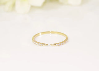 0.06 TCW Round Open Cuff Half Pave Moissanite Diamond Wedding Band