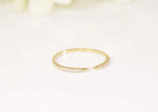 0.06 TCW Round Open Cuff Half Pave Moissanite Diamond Wedding Band