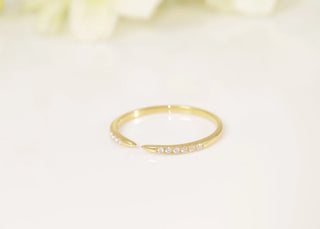 0.06 TCW Round Open Cuff Half Pave Moissanite Diamond Wedding Band