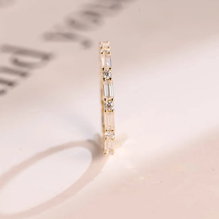 1.0 TCW Round & Baguette Eternity Moissanite Diamond Wedding Band