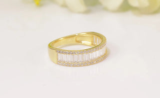 1.41 TCW Round & Baguette Cluster Moissanite Diamond Wedding Band
