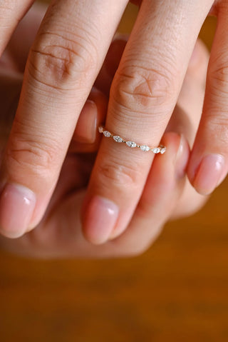 0.40 TCW Marquise Cut Eternity Moissanite Diamond Wedding Band