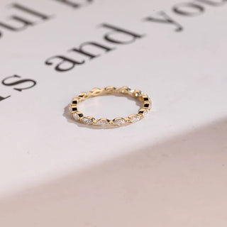 0.40 TCW Marquise Cut Eternity Moissanite Diamond Wedding Band