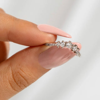 0.50 TCW Round Cut Curved Cluster Moissanite Diamond Wedding Band