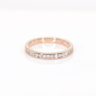0.28 TCW Round Cut Channel Set Half Eternity Moissanite Diamond Wedding Band