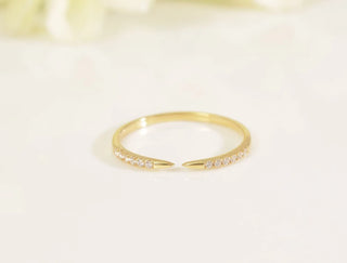 0.06 TCW Round Open Cuff Half Pave Moissanite Diamond Wedding Band
