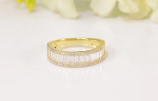 1.41 TCW Round & Baguette Cluster Moissanite Diamond Wedding Band