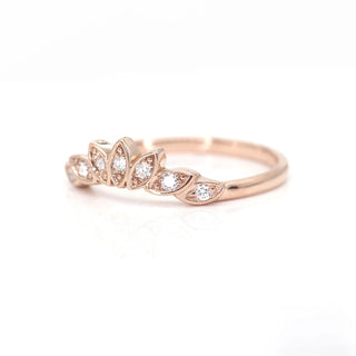 0.12 TCW Round Cut Bezel Crown Shape Moissanite Diamond Wedding Band