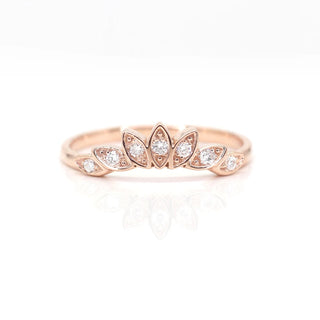 0.12 TCW Round Cut Bezel Crown Shape Moissanite Diamond Wedding Band