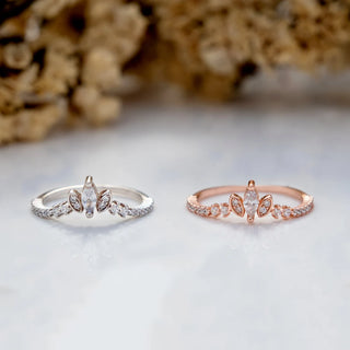 0.45 TCW Round & Marquise Crown Moissanite Diamond Wedding Band