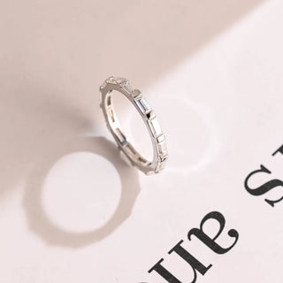 0.75 TCW Baguette Cut Bar Set Eternity Moissanite Diamond Wedding Band
