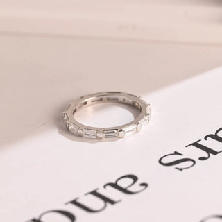 0.75 TCW Baguette Cut Bar Set Eternity Moissanite Diamond Wedding Band