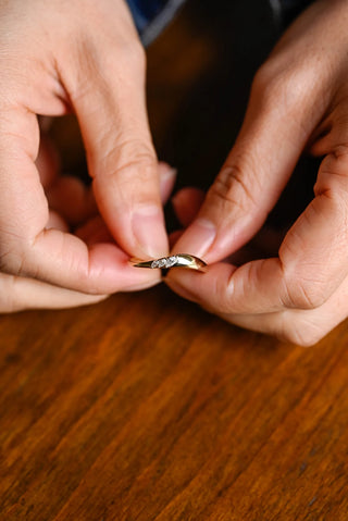 0.10TCW Unique Marquise Cut Moissanite Diamond Wedding Band