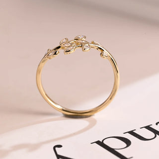 0.20TCW Marquise Bezel Leaf Shape Moissanite Diamond Wedding Band