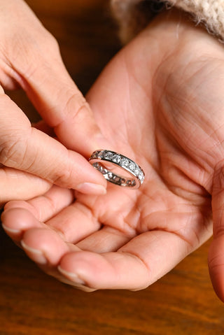 1.0 TCW Round Cut Unique Channel Set Moissanite Diamond Wedding Band
