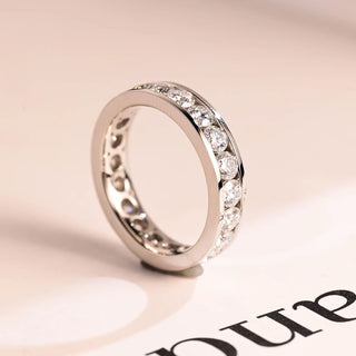 1.0 TCW Round Cut Unique Channel Set Moissanite Diamond Wedding Band
