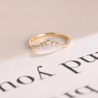0.20 TCW Round Cut Unique Curved Moissanite Diamond Wedding Band