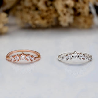 0.50 TCW Round Cut Curved Cluster Moissanite Diamond Wedding Band