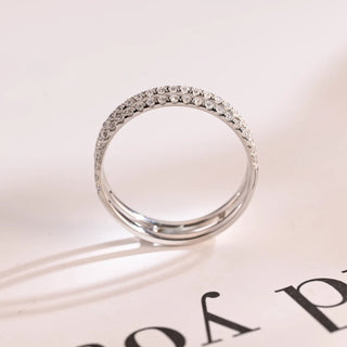 0.20 TCW Round Cut Half Eternity Dubble Band Moissanite Diamond Wedding Band