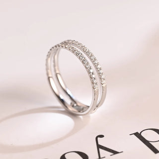 0.20 TCW Round Cut Half Eternity Dubble Band Moissanite Diamond Wedding Band