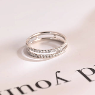 0.20 TCW Round Cut Half Eternity Dubble Band Moissanite Diamond Wedding Band