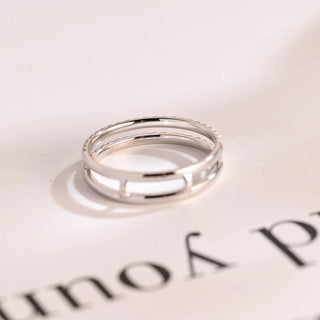 0.20 TCW Round Cut Half Eternity Dubble Band Moissanite Diamond Wedding Band