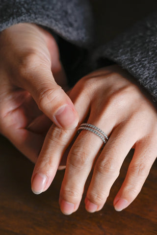 0.20 TCW Round Cut Half Eternity Dubble Band Moissanite Diamond Wedding Band