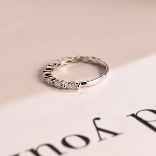 0.40 TCW Marquise Prong Set Half Eternity Moissanite Diamond Wedding Band