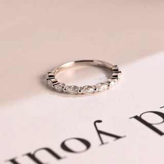 0.40 TCW Marquise Prong Set Half Eternity Moissanite Diamond Wedding Band