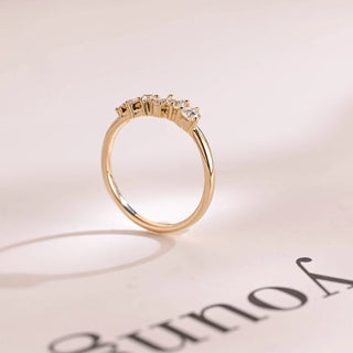 0.20TCW Round Cut Cluster Moissanite Diamond Wedding Band