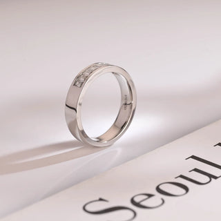 0.50 TCW Emerald Cut Unique Moissanite Diamond Wedding Band