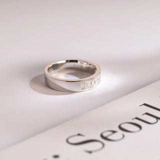 0.50 TCW Emerald Cut Unique Moissanite Diamond Wedding Band