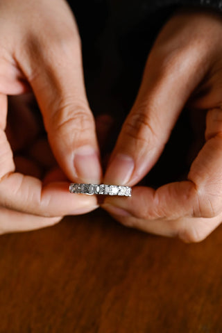 2.0TCW Asscher Cut Full Eternity Moissanite Diamond Wedding Band