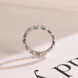 Graceful heart full eternity moissanite wedding band sparkle close up