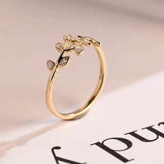 0.20TCW Marquise Bezel Leaf Shape Moissanite Diamond Wedding Band