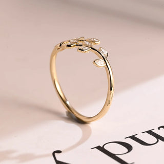 0.20TCW Marquise Bezel Leaf Shape Moissanite Diamond Wedding Band