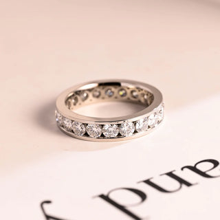 1.0 TCW Round Cut Unique Channel Set Moissanite Diamond Wedding Band