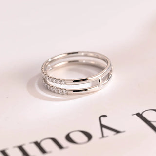 0.20 TCW Round Cut Half Eternity Dubble Band Moissanite Diamond Wedding Band