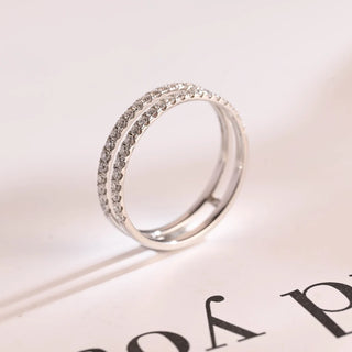 0.20 TCW Round Cut Half Eternity Dubble Band Moissanite Diamond Wedding Band