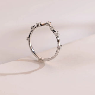 0.10 TCW Round Cut V Shape Petite Moissanite Diamond Wedding Band