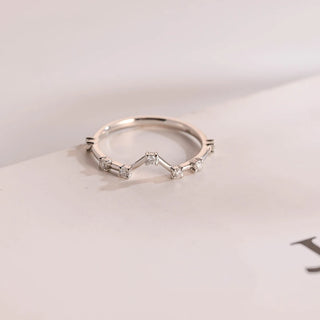 0.10 TCW Round Cut V Shape Petite Moissanite Diamond Wedding Band