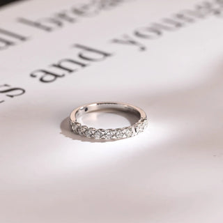 0.50TCW Round Cut Half Eternity Moissanite Diamond Wedding Band