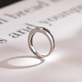 0.04 TCW Minimalist Round Cut Moissanite Diamond Wedding Band