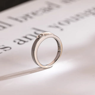 0.04 TCW Minimalist Round Cut Moissanite Diamond Wedding Band