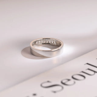 0.50 TCW Emerald Cut Unique Moissanite Diamond Wedding Band