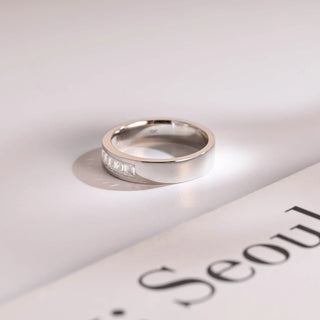 0.50 TCW Emerald Cut Unique Moissanite Diamond Wedding Band