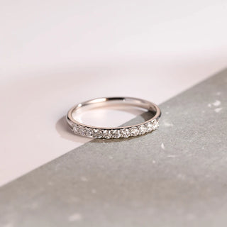 0.15 TCW Round Cut Half Pave Moissanite Diamond Wedding Band