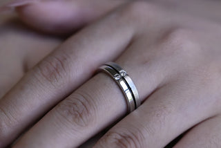 0.04 TCW Round Cut Satin & Polish Dubble Band Moissanite Diamond Wedding Band