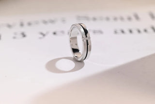0.04 TCW Round Cut Satin & Polish Dubble Band Moissanite Diamond Wedding Band